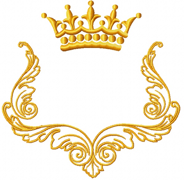 Floral frame with crown for monograms - letters not included Machine Embroidery Designs, instantly download 