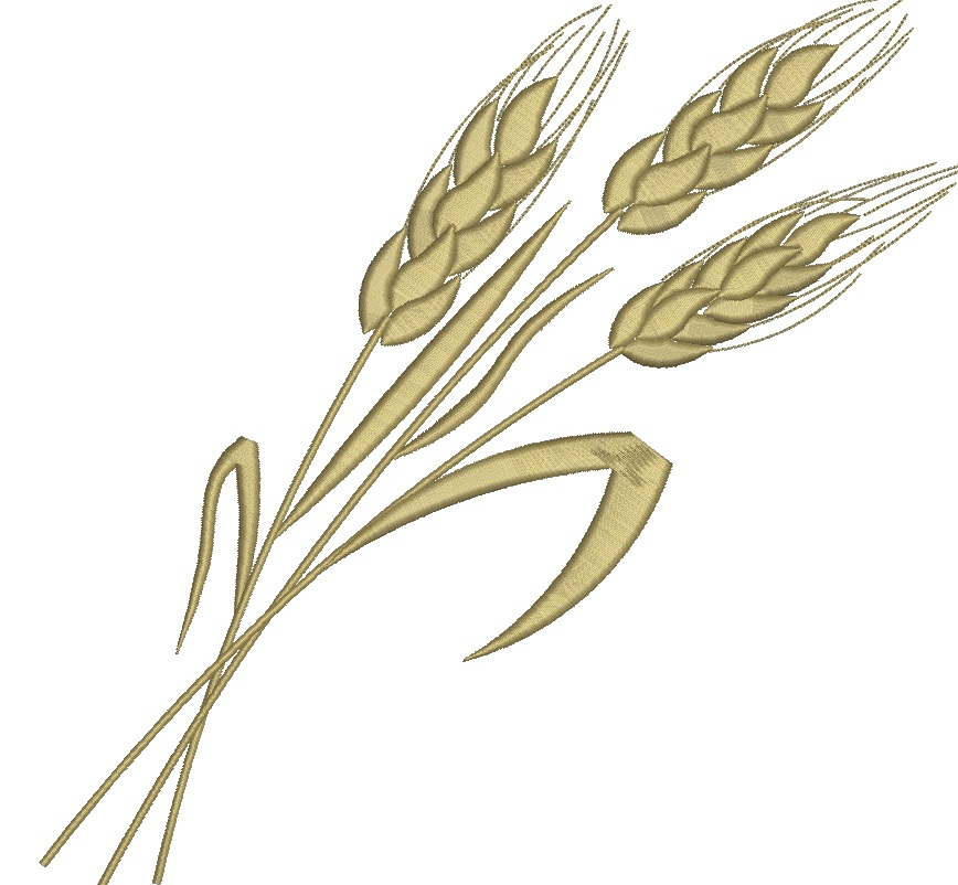 Three Golden Spikelets Machine Embroidery Design, Instant Download  