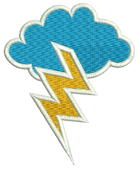 Cloud and Lightning Machine Embroidery Design, Instant Download  