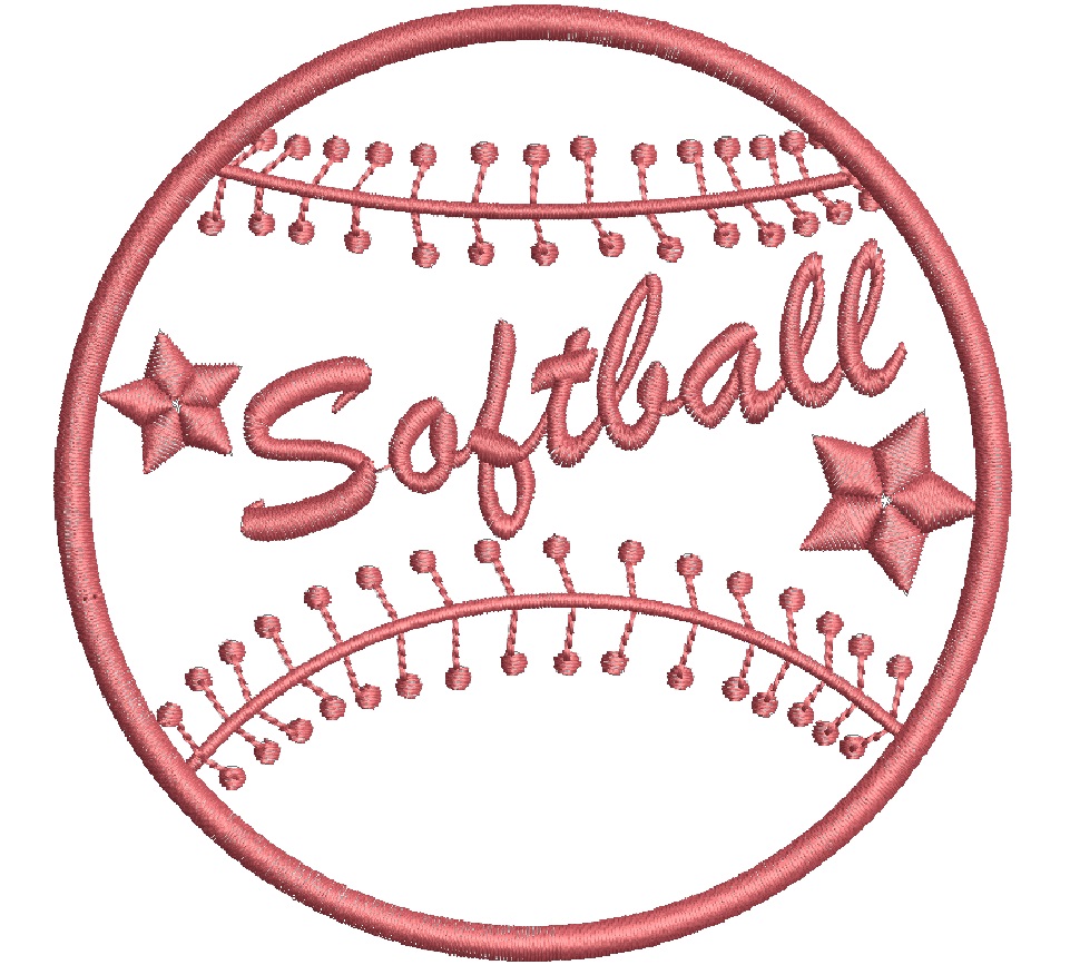 Softball Ball. Machine Embroidery Design, Instant Download 