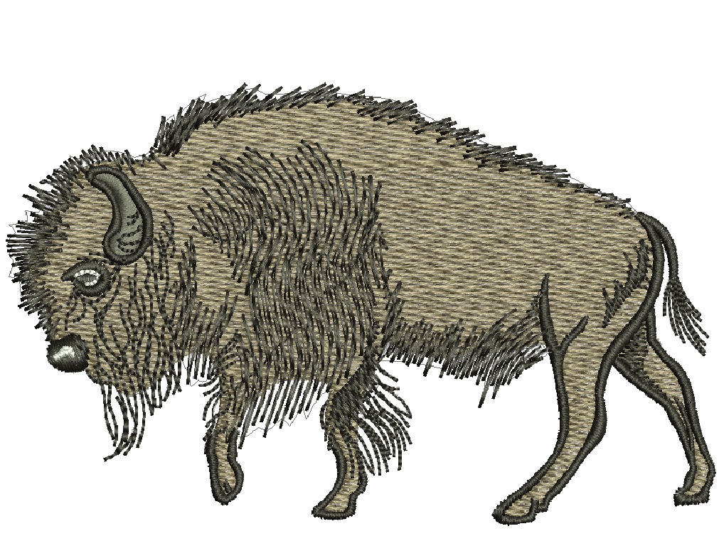 Bison Buffalo Machine Embroidery Design, Instant Download 