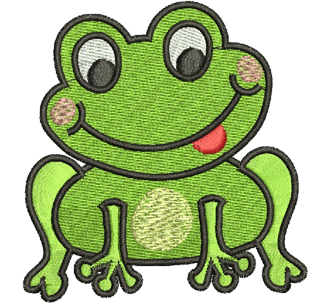 Green Frog Machine Embroidery Design, Instant Download 
