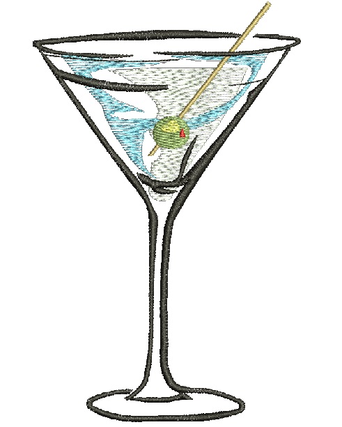 Martini machine embroidery design – instant download  