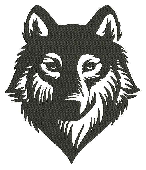 Bold minimalist wolf head machine embroidery design  