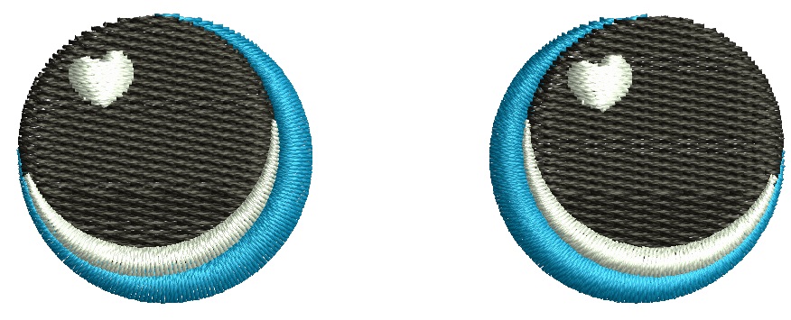 Simple Blue Eyes Pair (Left & Right) for Soft Toy, Machine Embroidery Designs  