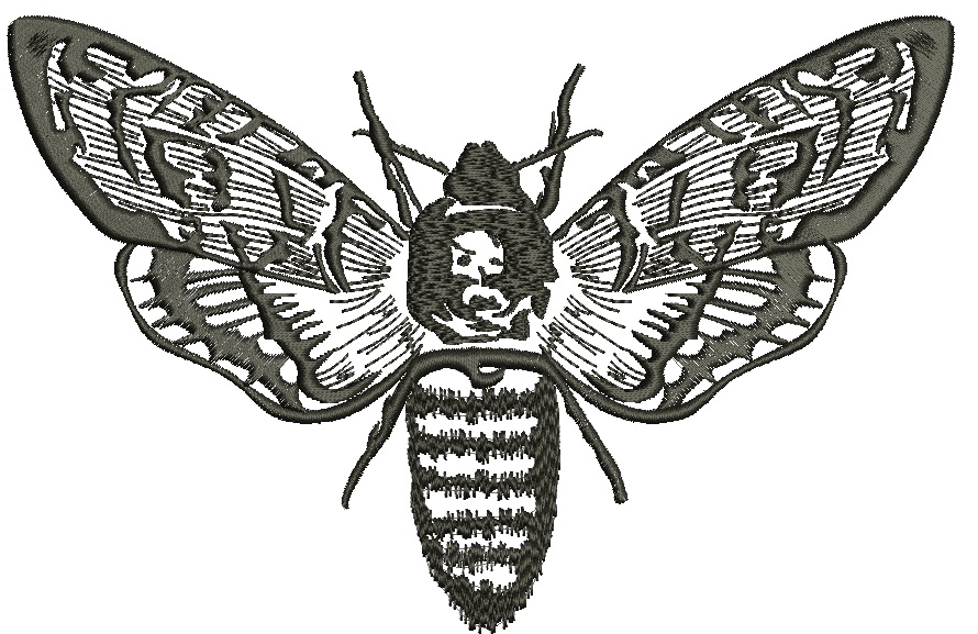 Butterfly dead head machine embroidery design, instant download 