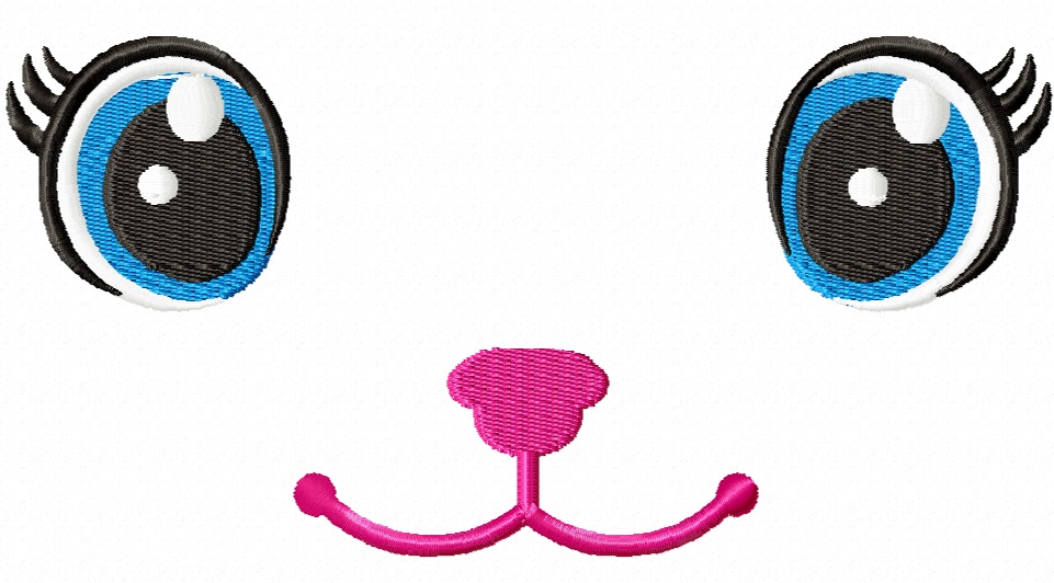 Kitty eyes and nose machine embroidery design 