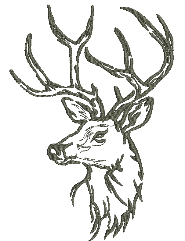 Deer head machine embroidery design 
