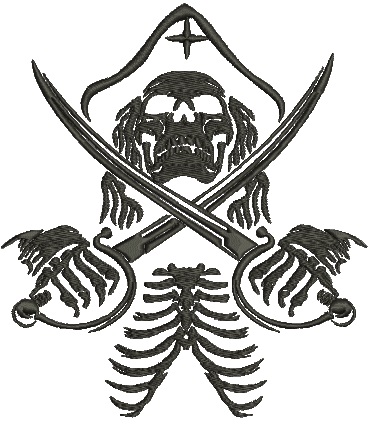 Pirate with sabers machine embroidery design 