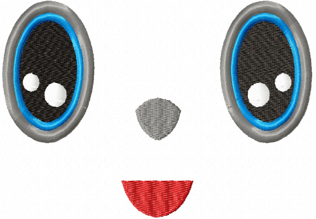 Cute eyes with a nose and a small mouth machine embroidery design 