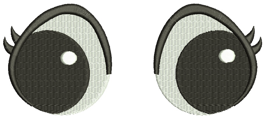 Pair of round eyes for doll or plush toy machine embroidery designs 