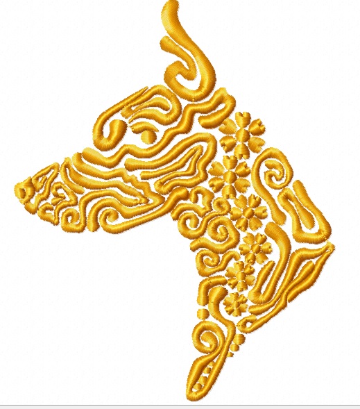 Doberman Pinscher profile ornamental machine embroidery design 