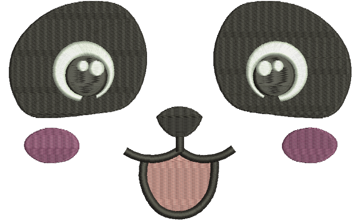 Panda face with eyes and nose machine embroidery design 