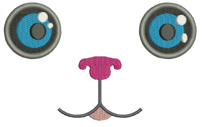 Muzzle with eyes and pink nose for soft toy (cat, dog, lamb) – machine embroidery design 