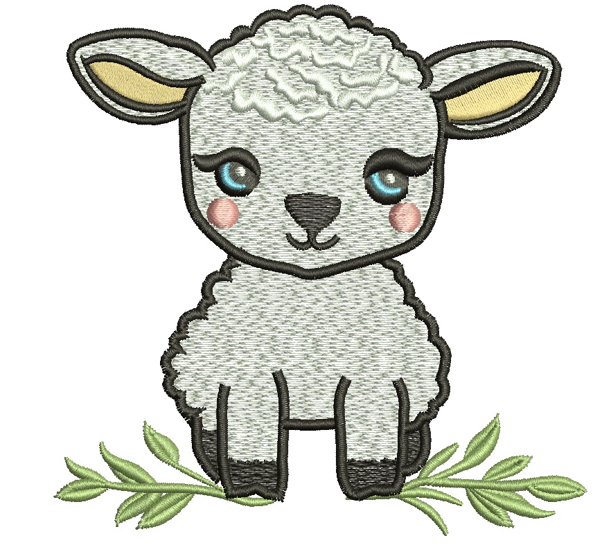 Cute baby lamb sheep machine embroidery design 