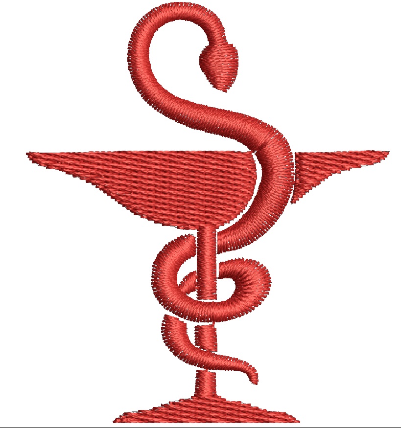 Medical Bowl with Snake Machine Embroidery Design 