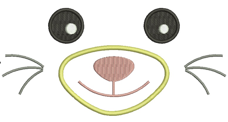 Eyes Mustache and Nose Muzzle Applique Machine Embroidery Designs 