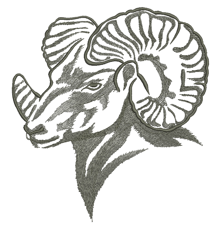 Realistic Ram Head Machine Embroidery Design 