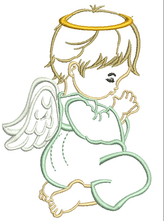 Little Angel Silhouette Machine Embroidery Design 