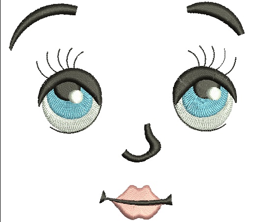 Doll Face Machine Embroidery Design 