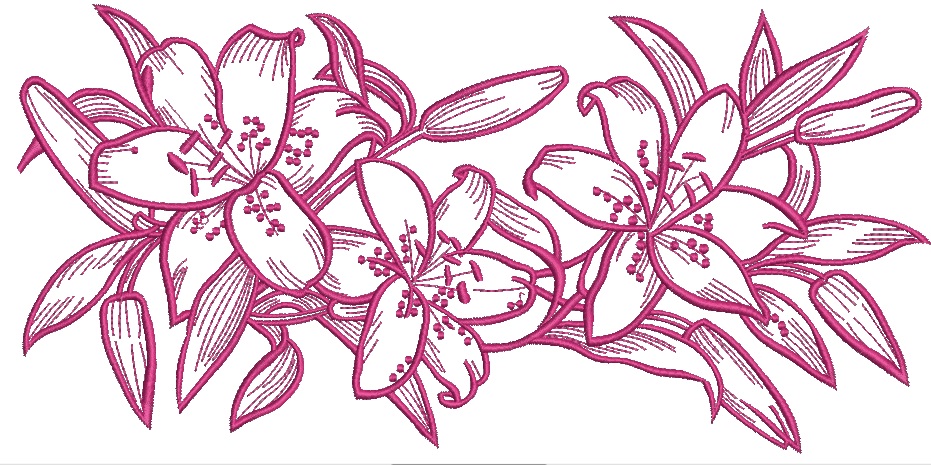 Lily Bouquet Machine Embroidery Design 