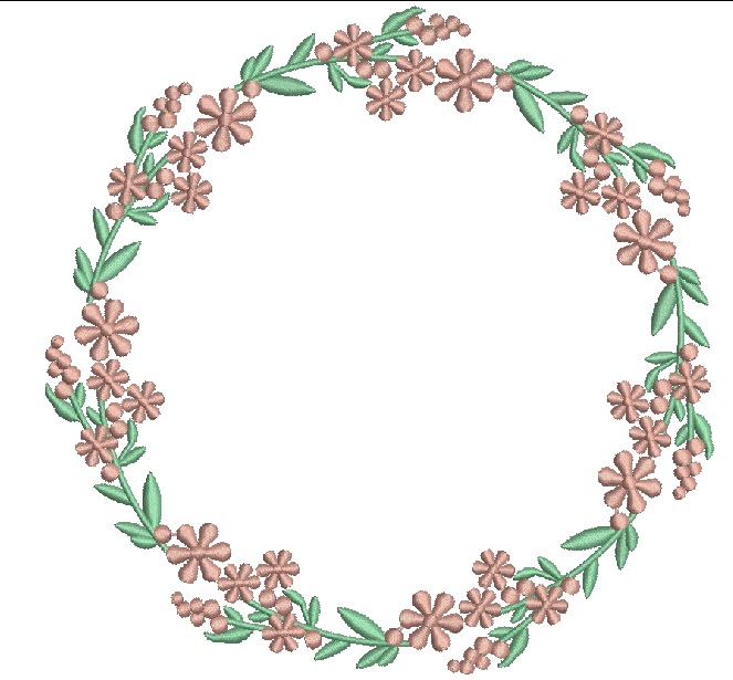 Wreath Monogram Frame Machine Embroidery Design 