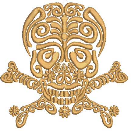 Skull with Crossbones Machine Embroidery Design 
