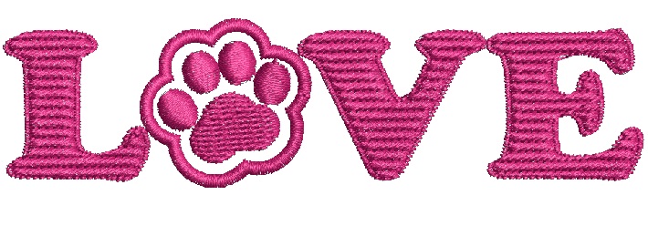 LOVE Paw Print Cat Dog Machine Embroidery Design 