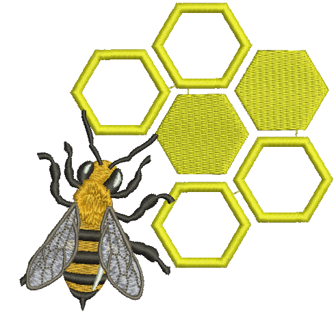 Bee and Honeycomb Machine Embroidery Design 