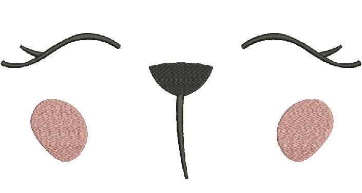 Muzzle with closed eyes for dolls or clothing machine embroidery design 