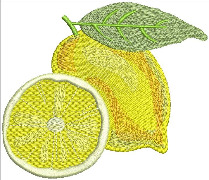 Two Yellow Lemons with Green Leaf Machine Embroidery Design17102025