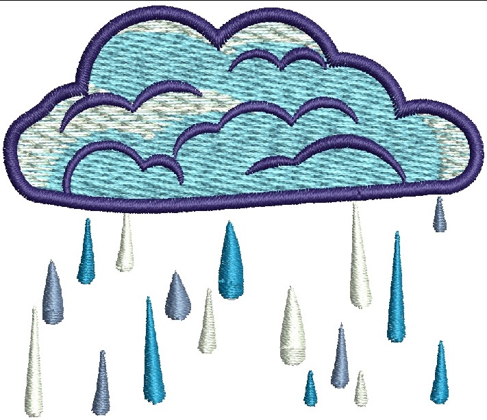 Cloud and Rain Machine Embroidery Design 