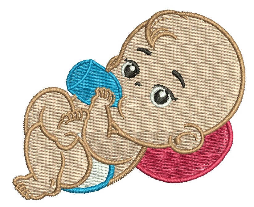 Baby with a Bottle Machine Embroidery Design 