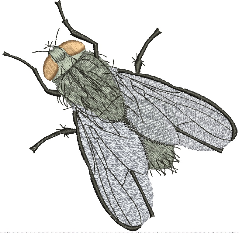 Realistic Fly Machine Embroidery Design 