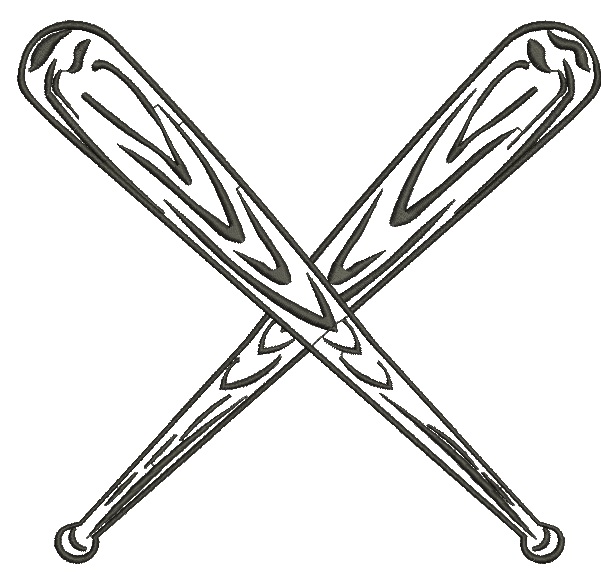 Crossed Baseball Bats Machine Embroidery Design 