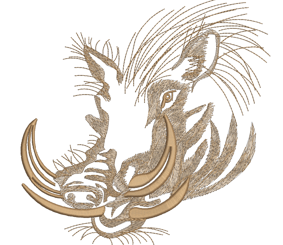 Wild Boar Head Machine Embroidery Design – Fierce Warthog Pattern 
