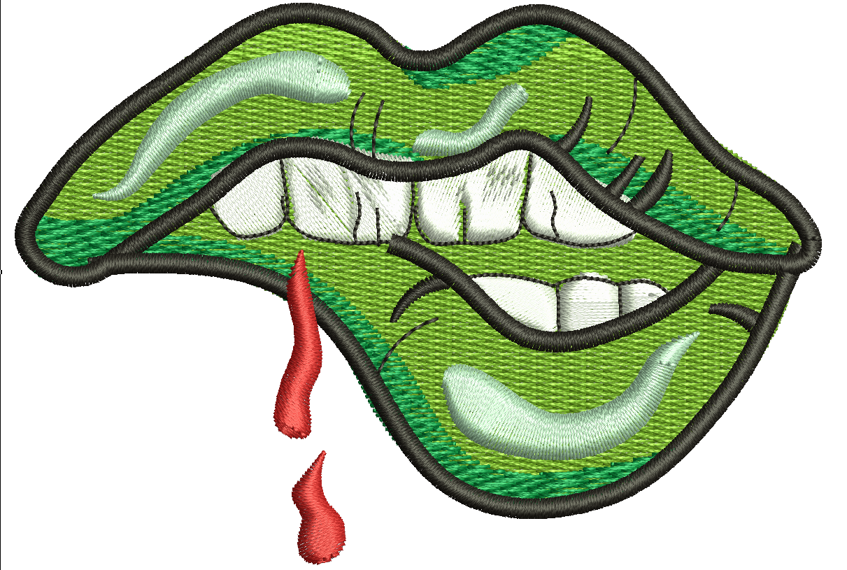 Zombie Mouth Machine Embroidery Design, Halloween Horror, Creepy Open Mouth, 3 Sizes