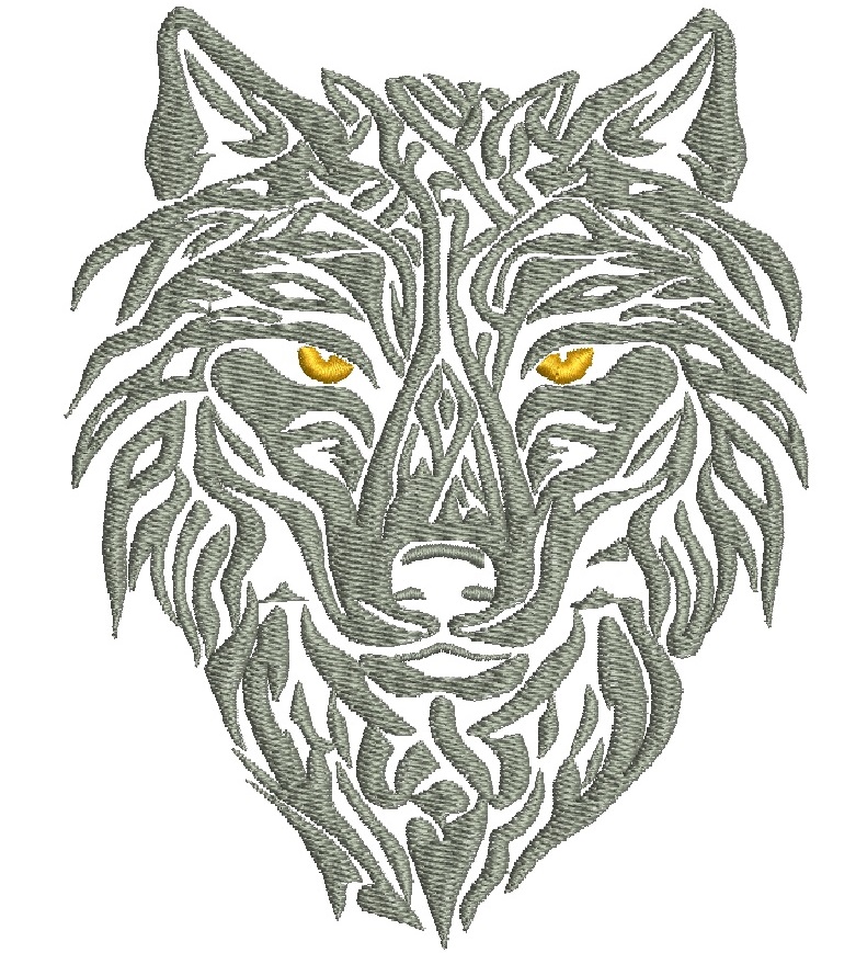 Celtic Wolf Machine Embroidery Design, Dense Stitch Style, Large Hoop Format