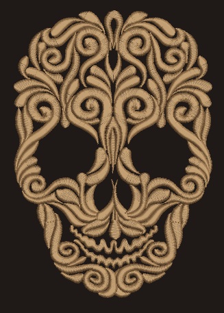 Patterned Skull Machine Embroidery Design, Instant Download 