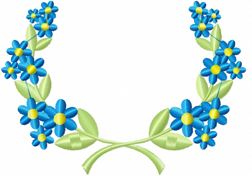 Forget-Me-Not Monogram Frame Machine Embroidery Design 