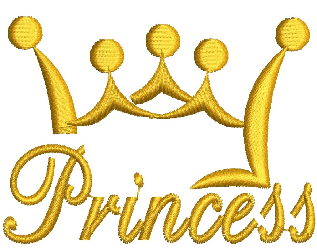 Princess Script with Crown Embroidery Design 