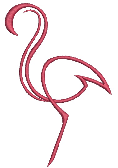 lamingo Machine Embroidery Design, Elegant Pink Bird Line Art Digital File  