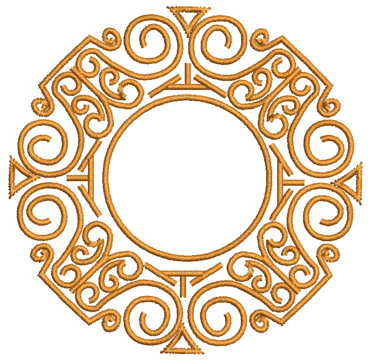 Round monogram frame - letters not included machine embroidery design – instant download 