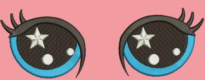 Pair of left and right eyes for soft toys machine embroidery design 