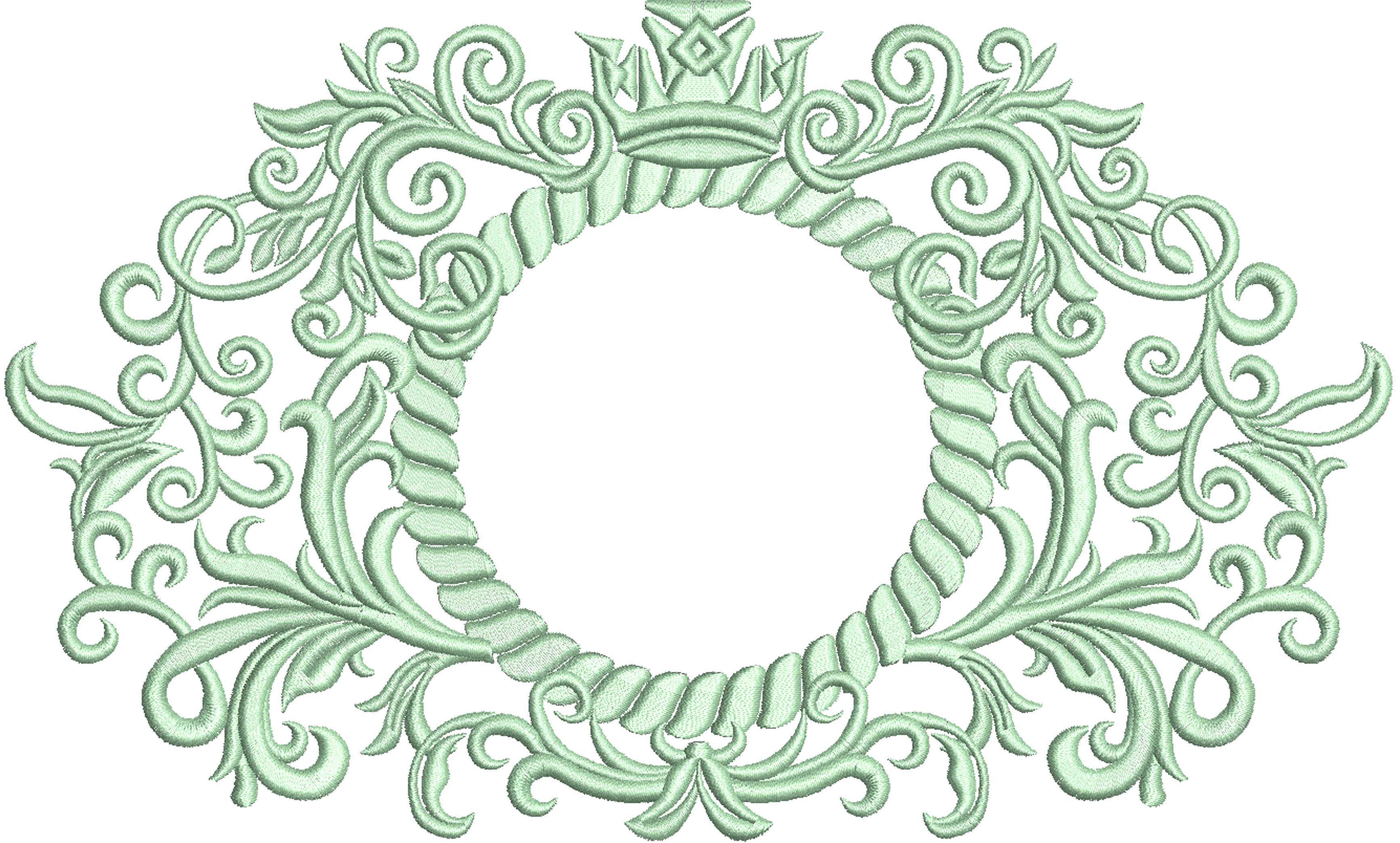 Elegant Round Floral Frame Machine Embroidery Design 