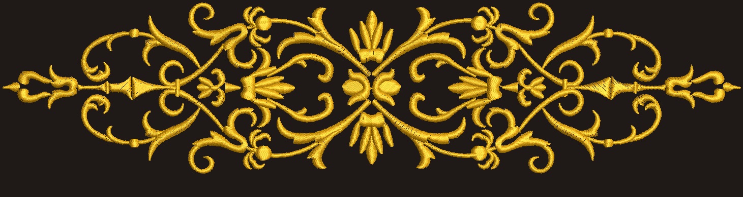 Ornate Baroque Floral Border Machine Embroidery Design 