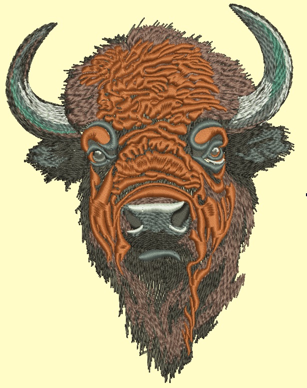 Majestic Buffalo Bison Machine Embroidery Design 
