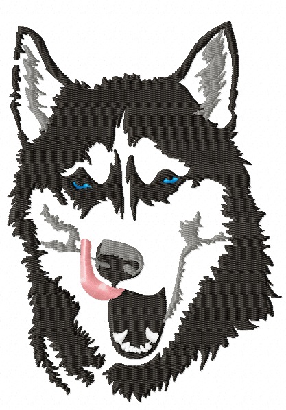 Noble Husky Head Portrait Machine Embroidery Design 