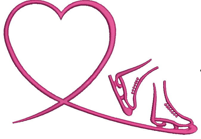I Love Ice Skating Machine Embroidery Design 