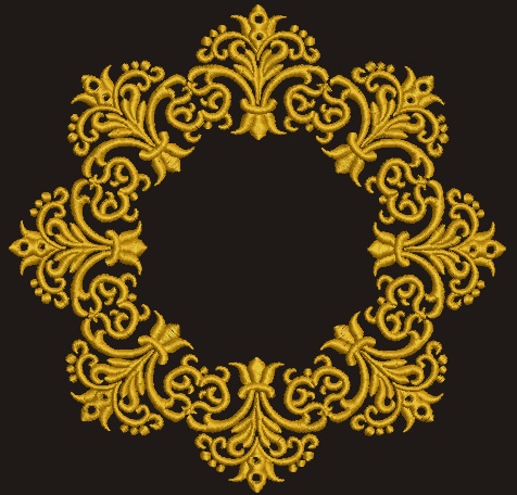 Baroque open round place for monogram or name  Machine Embroidery Designs, instantly download 